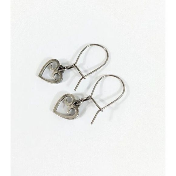 Heart Shaped James Avery Retired Dangle Earrings 925 Sterling Silver Scrolled - Picture 4 of 10